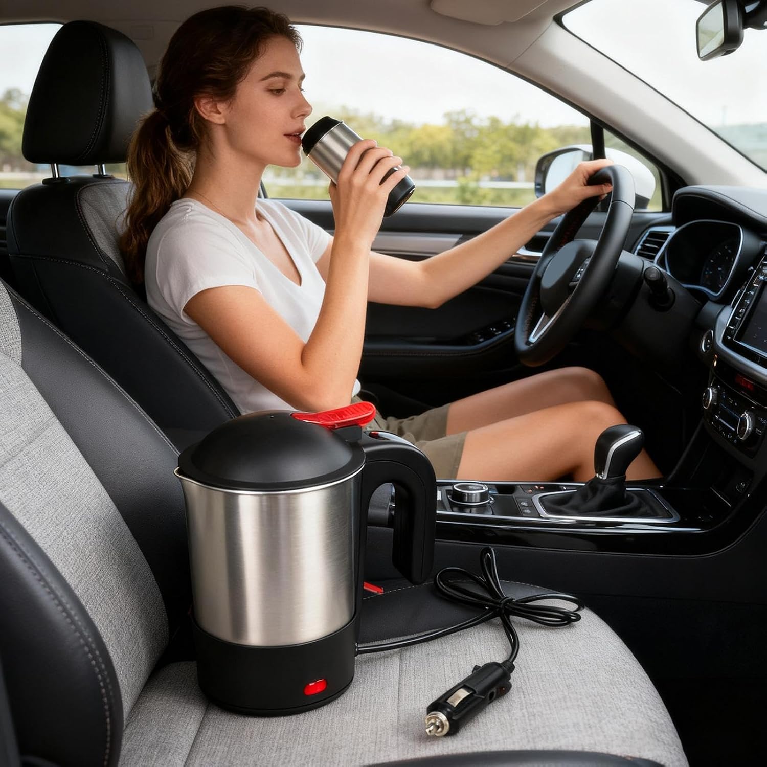 Stainless Steel Plug-in Car Hot Water Kettle - Car Water Boiler, Outdoor Hot Kettle, Tea Maker | Electric Boiler For Road Trips Family Outings Travel Camping Tea Brewing Coffee Making Milk Prep