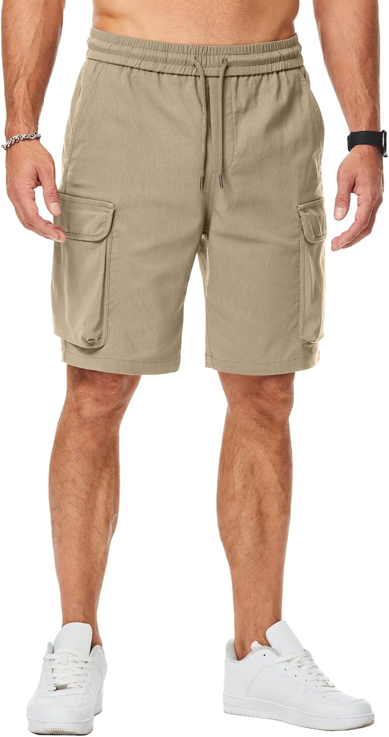 JMIERR Men’s Stretch Cargo Shorts Casual Drawstring Classic Relaxed Fit Summer Short with Multi Pockets