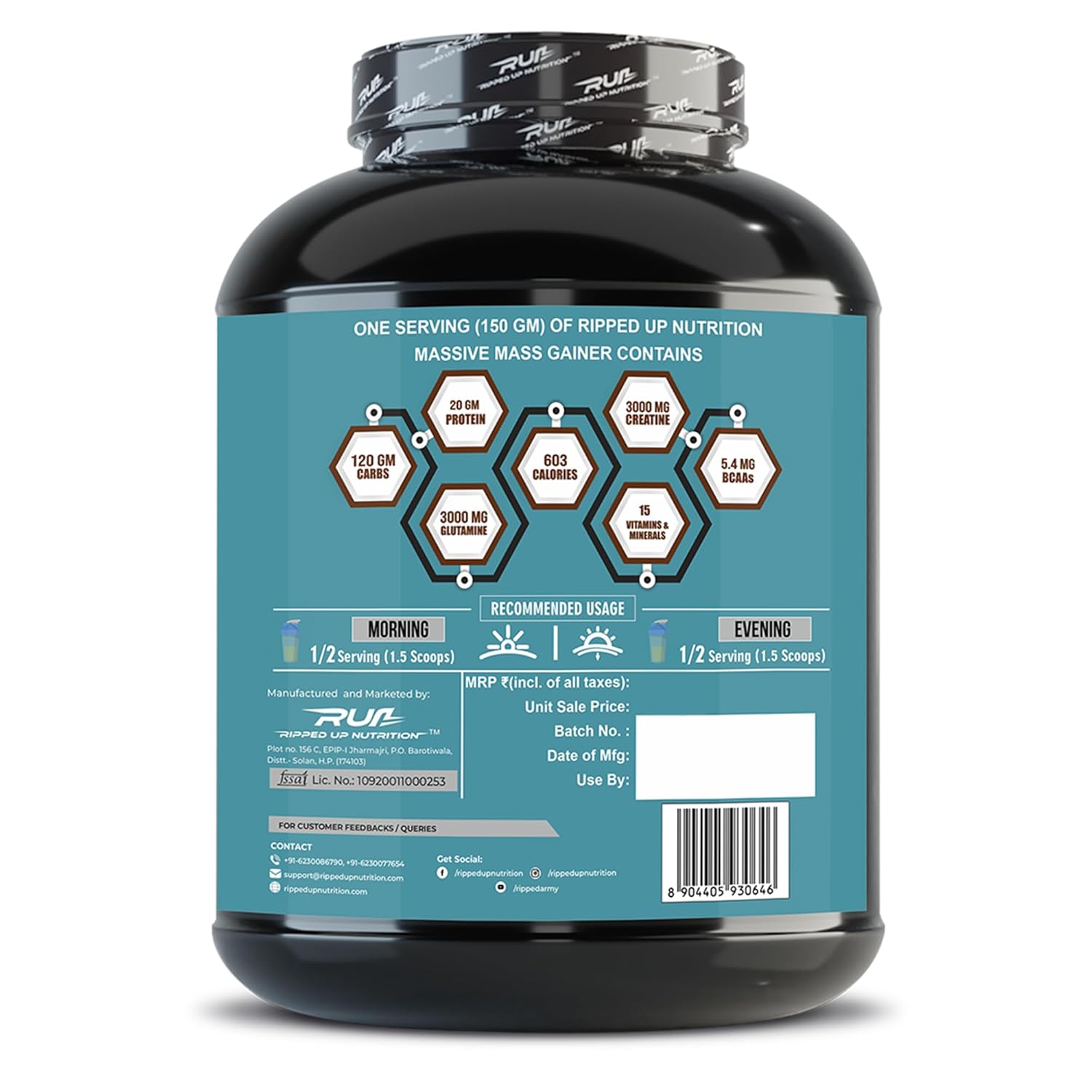 Buy Now Ripped Up Nutrition Massive Mass Gainer 2.72 Kg- Gain More M...