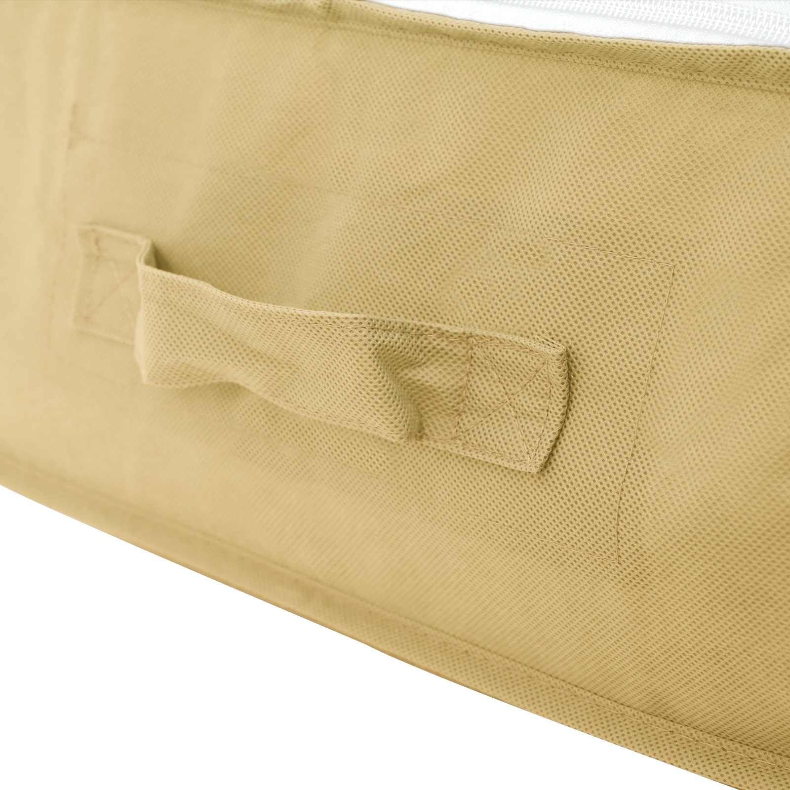 6 Scatole Stoccaggio Con Finestra Trasparente 100x50x18 cm Crema | Tessuto non tessuto traspirante, pieghevole, maniglie laterali, doppie cerniere, per vestiti e biancheria