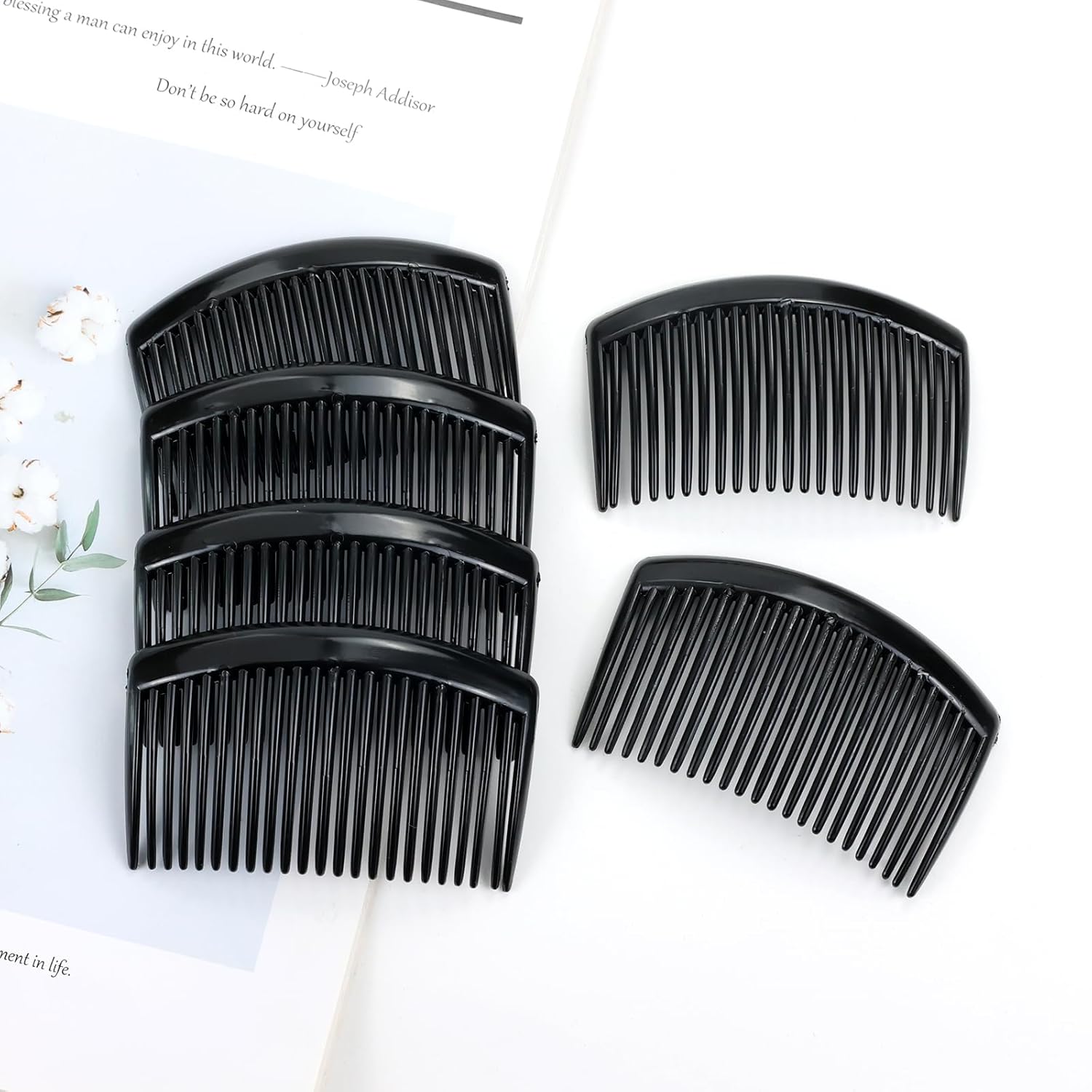 28 Pack Black Small Plastic Hair Side Comb With Long Teeth Hairpins Grips Barrettes Clamps Bows for Women Bridal Wedding Veil Decorative Headpiece French Twist Updo Bun Accessories - Image 2