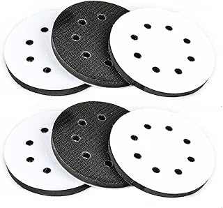 6 Pack Interface Buffer Pads, 5 Inch 8 Holes Hook and Loop Soft Sponge Cushion Buffer Backing Pads Orbital Sander Foam Pad, Foam Interface Sanding Pads for Orbital Sander Automotive Polishing Machine