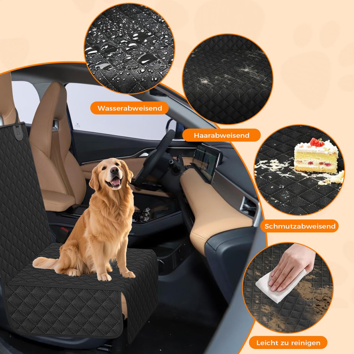 Manta para Perros para el Asiento Trasero del Coche, Cubierta Protectora para Perros Antideslizante e Impermeable para el Asiento Trasero, Protector de Asiento para Perros para el Asiento