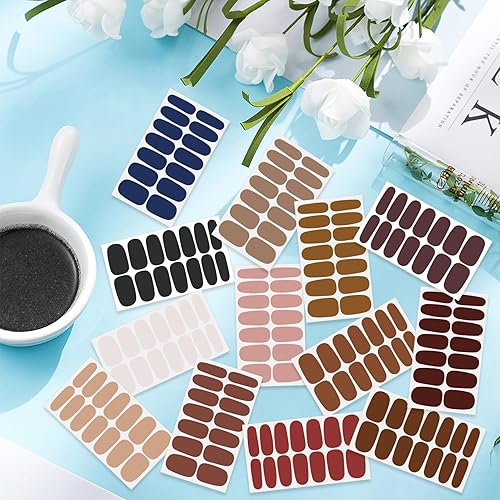 Miniatura 5 de 20 hojas de 280 piezas de tiras de esmalte de uñas de color oscuro para mujeres y niñas, tiras de uñas de gel de cobertura completa, calcomanías de