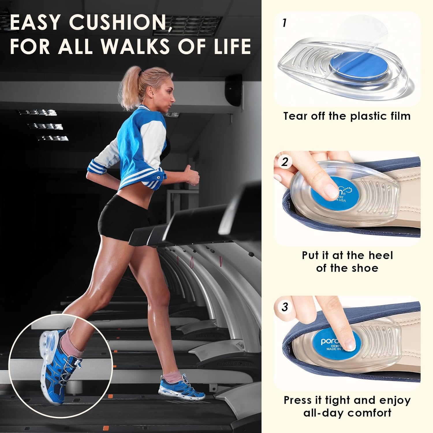 BIGGCOOL Heel Cups with 5MM Poron, Shock Absorbing Heel Pads for Shoes, Heel Cups for Heel Pain, Achilles Tendonitis Relief, Heel Inserts for Men & Women (1 Pair - Blue, S:W 6-11/M 4.5-9.5) - Image 5