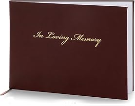 Heart & Homage Funeral and Memorial Guest Sign-in Book | PU Leather Hardcover, Large - Beautiful | Registration Books - In Loving Memory | 150 Guests (Burgundy)