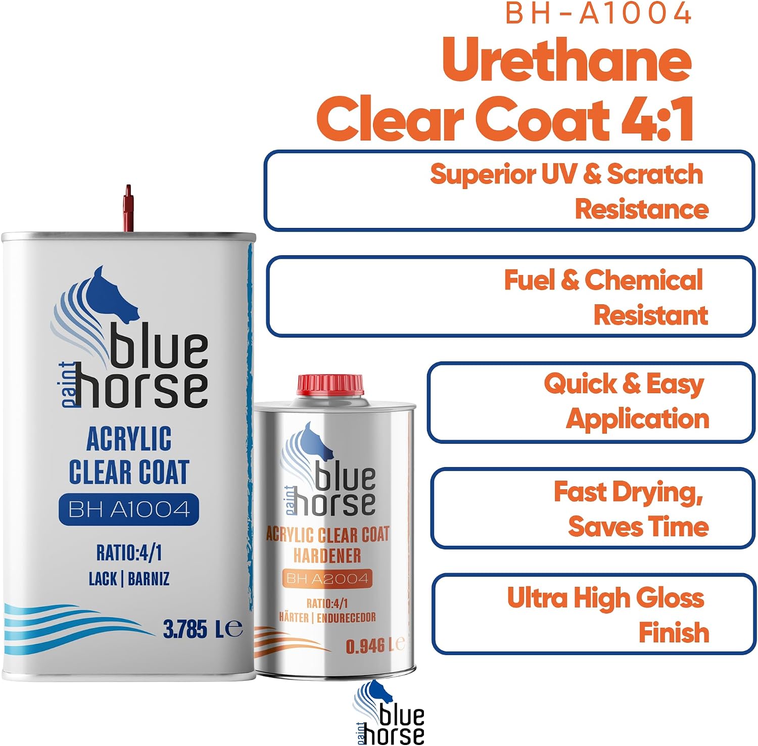 BH-A1004 Clear Coat & A2004 Fast Hardener – High-Gloss Urethane Finish | Rapid Drying 2K Automotive Clear | Ideal for Low-Temp Application