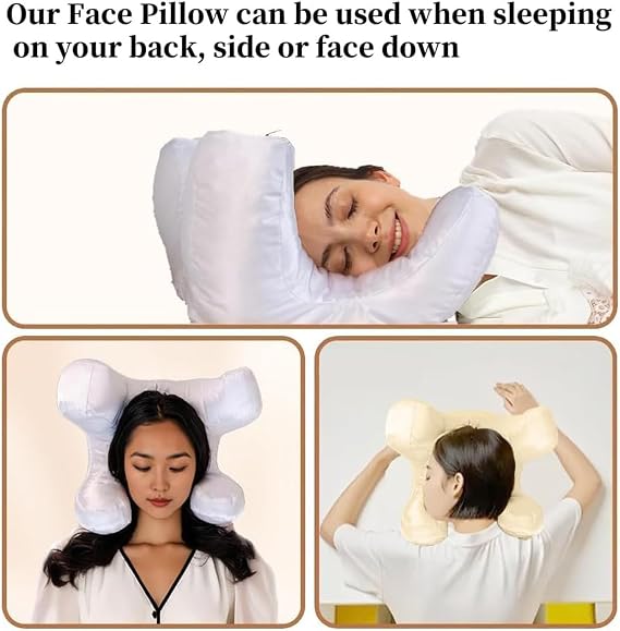 Flawless Face Pillow, Anti-Wrinkle Massage Pillow, Face Pillow for Wrinkles Side Sleeper, Sleeping On Back Beauty Rest Pillow Pillows for Maintaining Facial Wrinkles and Sleep Lines Gold-original