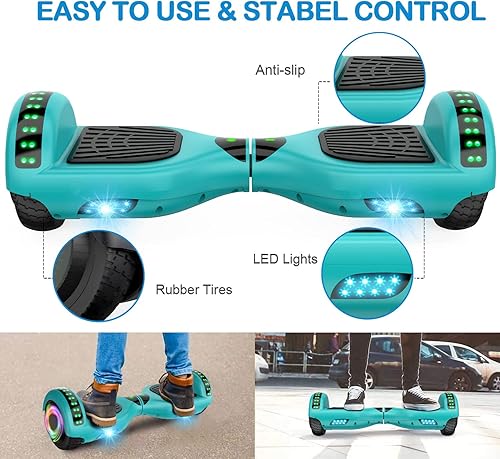 Miniatura 65 de CBD Patinete con luces LED Corlorful, ruedas de 6.5 pulgadas, scooter doble de 300 W para niños, niñas, niños y adultos, todas las edades A01-blanco