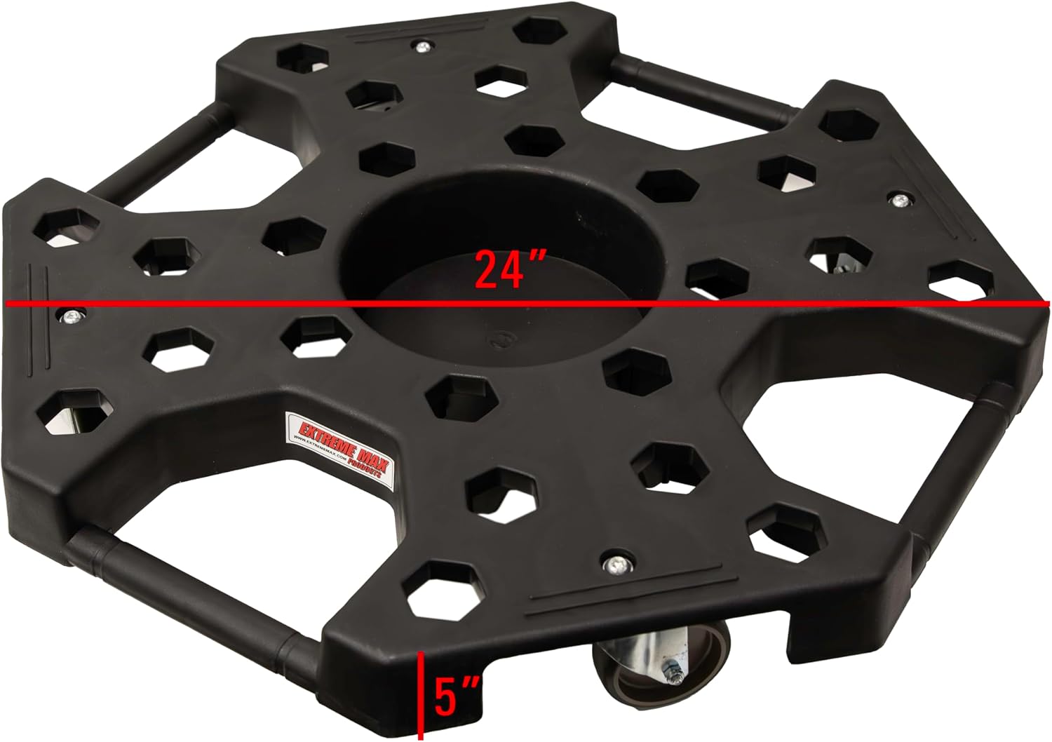 Extreme Max 5001.6815 Tire Dolly with Grip Handles – Heavy-Duty Tire and Wheel Transport Cart with Locking Casters and 360° Swivel, Holds 5 Mounted Wheels or 8 Tires up to 300 lbs.