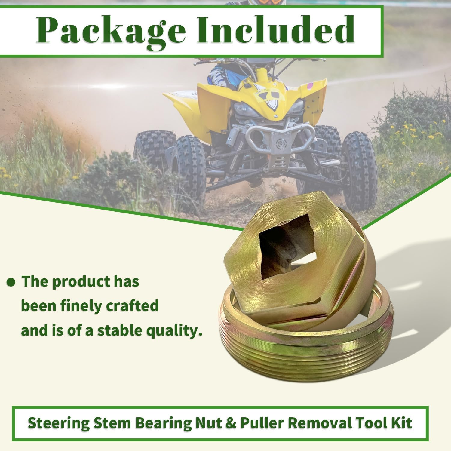Steering Stem Bearing Nut and Puller Removal Tool Kit Compatible with Grizzly 350 400 450 Raptor 350 660R 700 700R YFZ450R/YFZ450RSE/YFZ450X