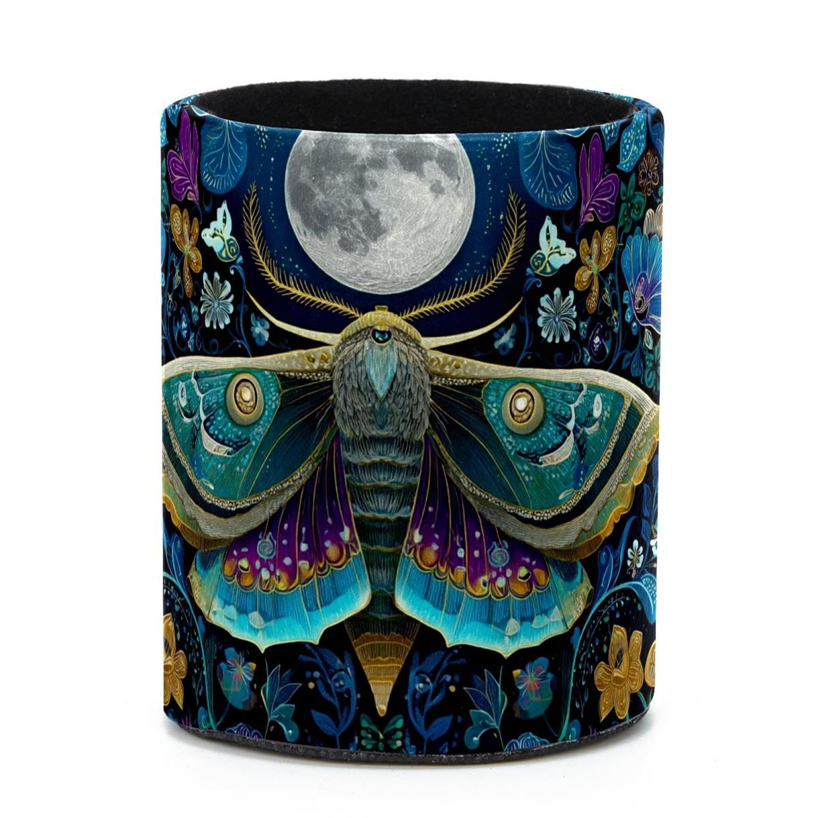 VAPOKF Round Pencil Holders for Desk, Moth Pen Holders Pen Pot Makeup Brushes Storage Desktop Stationery Supplies Organiser for Home Office