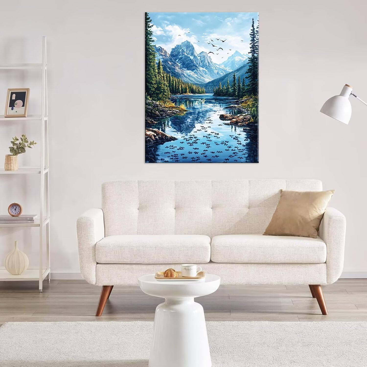 Hyupuanj Zestaw do malowania diamentami 5D DIY Lake Mountain, 91 x 122 cm h