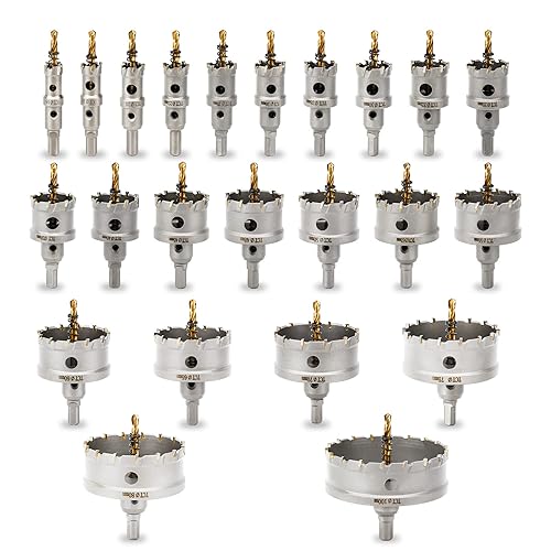 Miniatura 7 de dashap Juego de 20 piezas de sierra perforadora de carburo TCT con 4 brocas, juego de sierra perforadora para metal, sierra de corte de dientes con