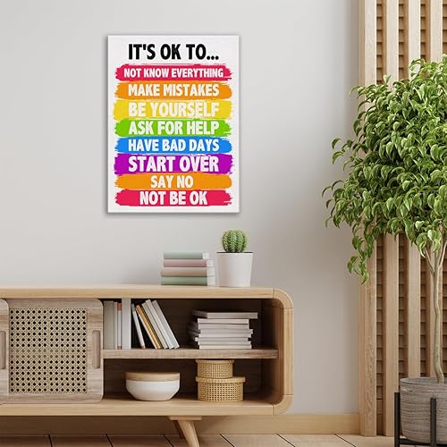 Miniatura 4 de Lienzo decorativo para pared, diseño de afirmaciones positivas, cuadro enmarcado con texto en inglés "It's Ok Therapy", letrero en lienzo para