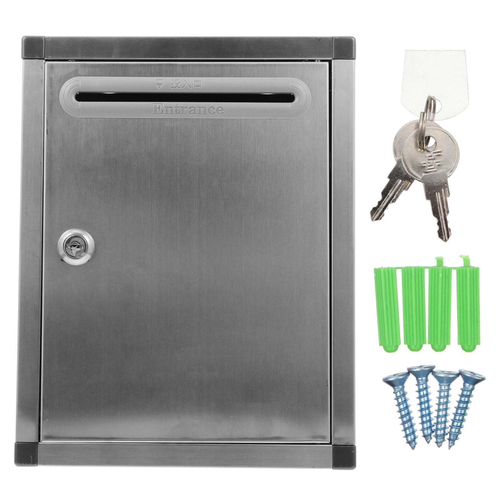 Buzón de Acero Inoxidable para Pared con Cerradura, Resistente para Exteriores, Esquinas Redondeadas y Protección Antirrobo para Cartas Color Aleatorio