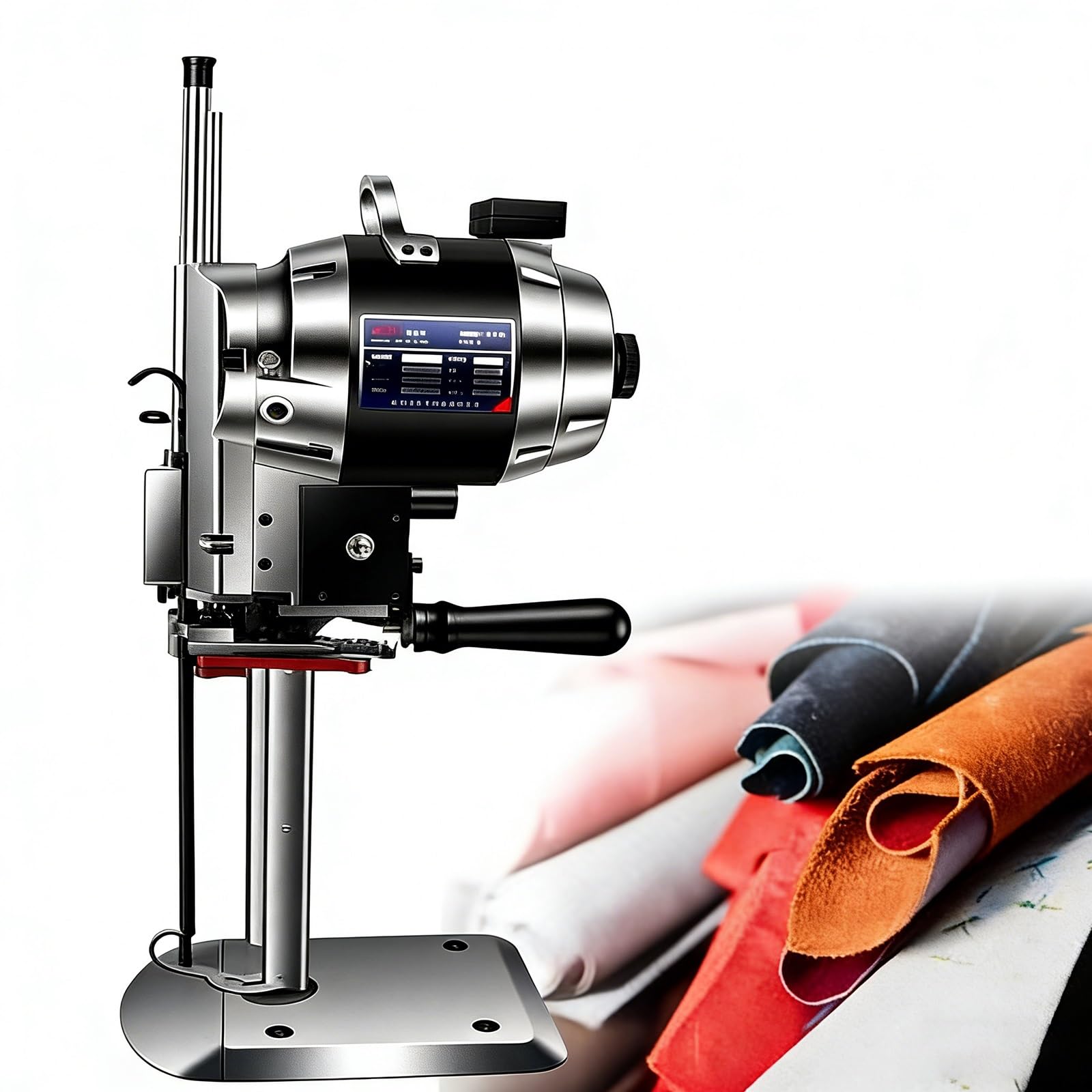 Máquina De Corte Eléctrico Para Telas; Cortadora Vertical De Cuchilla Recta; Cortadora Rotativa Con Afilado Automático; Disponible En 6 Tamaños Para Corte Industrial De Telas Multicapa(13 in)
