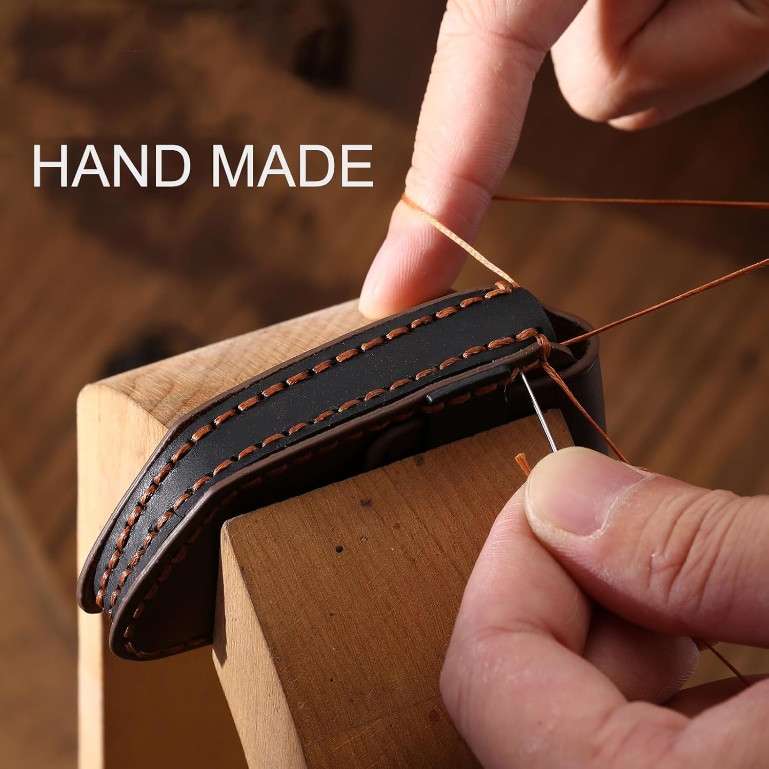 Retro Style Leather Key Fob Cover, Compatible with BMW 2023/2024/2025~up New 5 7 Series X1 X2 X3 X5 X6 X7 XM 740i 760i IX IX3 I5 I7, No Screw Design Smart Key Holder Protector(Brown) - Image 6