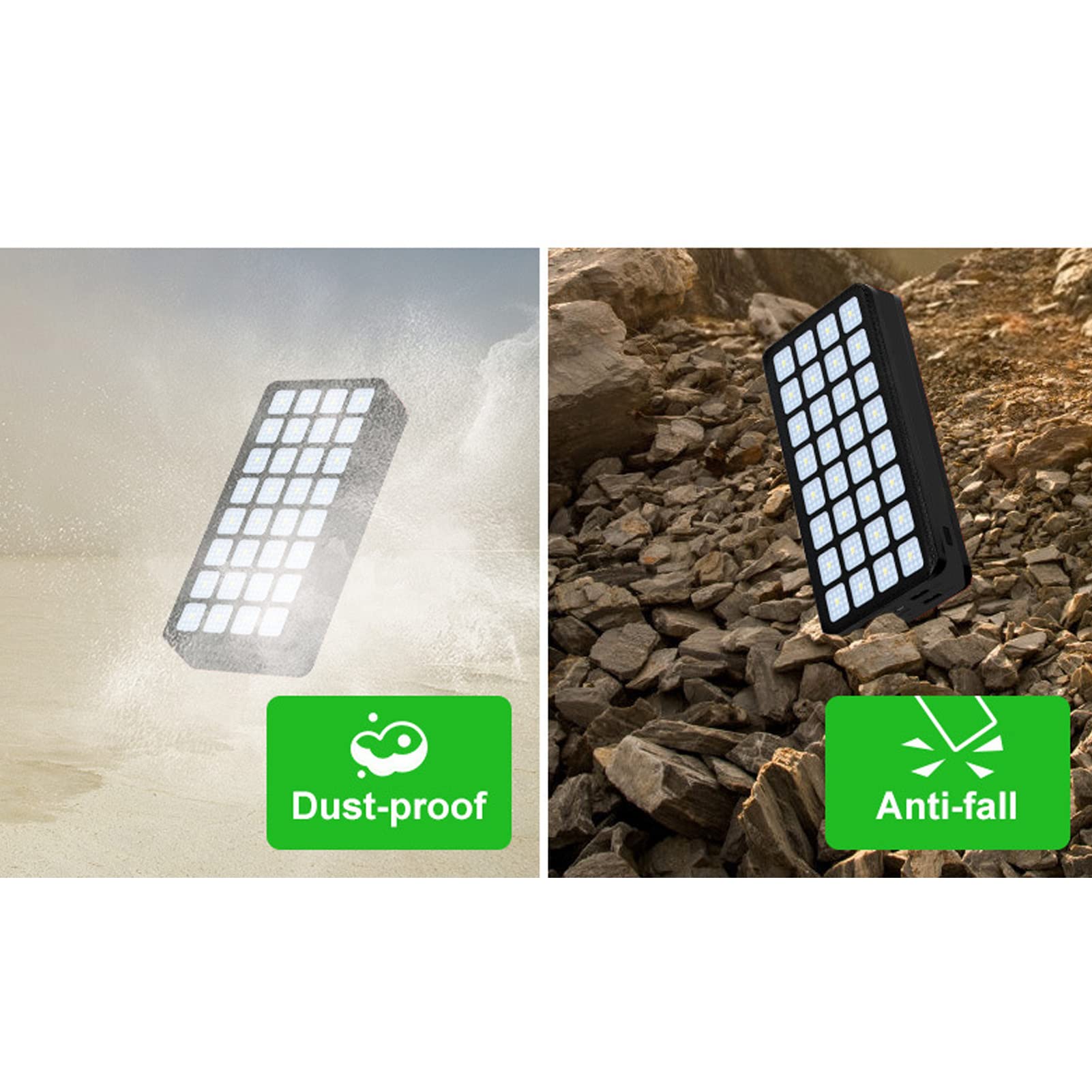 YWBL-WH Banque d'alimentation avec Lumière Banque d'énergie Solaire Portable 30 000 MAh Batterie en Plastique avec 4 Sorties USB 32 LED 3 Modes pour Camping Pêche Randonnée Utilisation 'Urgence
