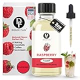Dolce Flav Natural Raspberry Extract 2 oz – Kosher, Sugar-Free, Concentrated Tart Raspberry Flavoring for Baking, Beverages & Desserts, Includes Measured Dropper