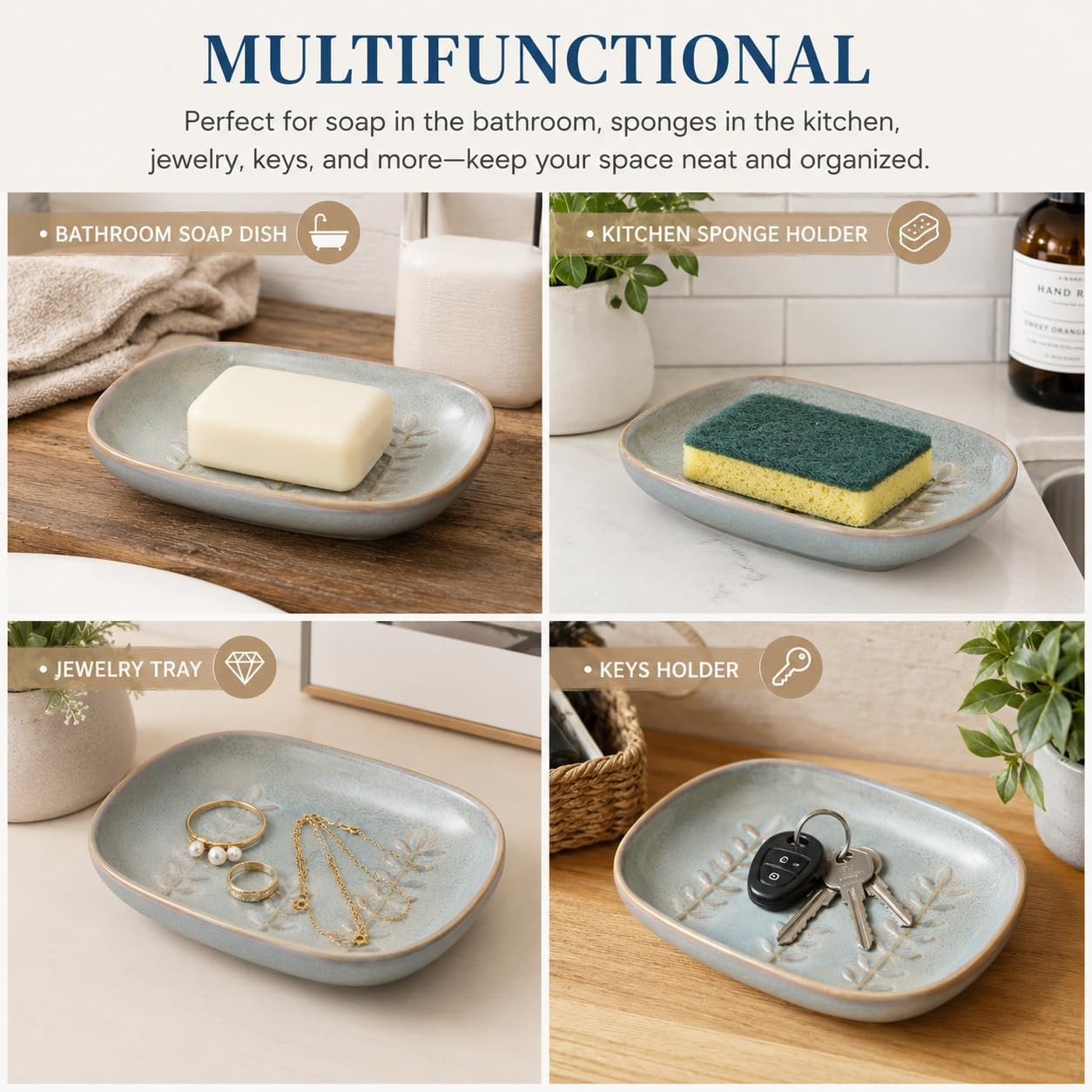 Miamolo Bathroom Soap Dish for Bar Soap, Raised Ridges Keep Soap Dry image 5