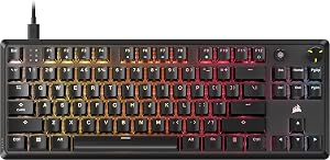 CORSAIR K70 CORE TKL RGB Tenkeyless Mechanical Wired Gaming Keyboard – Pre-Lubed MLX Red v2 Linear Switches, SOCD, ABS Double-Shot Keycaps, Sound Dampening, 1000Hz Polling, QWERTY NA – Black