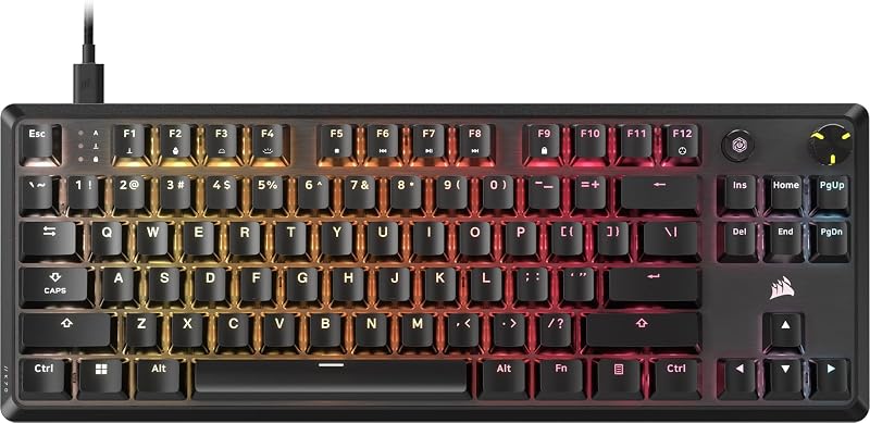 K70 CORE TKL RGB Tenkeyless Mechanical Wired Gaming Keyboard – Pre-Lubed MLX Red v2 Linear Switches, SOCD, ABS Double-Shot Keycaps, Sound Dampening, 1000Hz Polling, QWERTY NA – Black