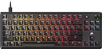 Corsair K70 CORE TKL RGB Tenkeyless Mechanical Wired Gaming Keyboard Pre-Lubed MLX Red v2 Linear Switches, SOCD, ABS Double-Shot Keycaps, Sound Dampening, 1000Hz Polling, QWERTY NA Black