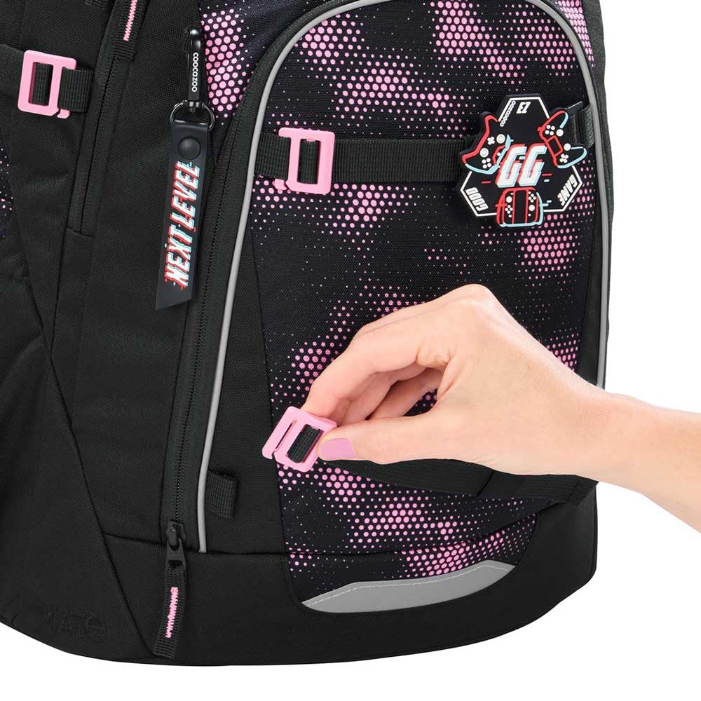 coocazoo MATE Schulranzen-Set 3tlg für Mädchen und Jungen ab der 4. Klasse mit Rucksack. Schlamperetui und Sportbeutel (Pink Illusion V2)