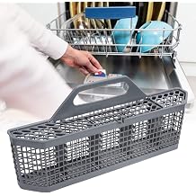 Dishwasher Silverware Basket, WD28x10128 Dishwasher Silverware Basket, Dishwasher Fork and Knife Grey Storage Basket Organizer Accessory for Dishwasher