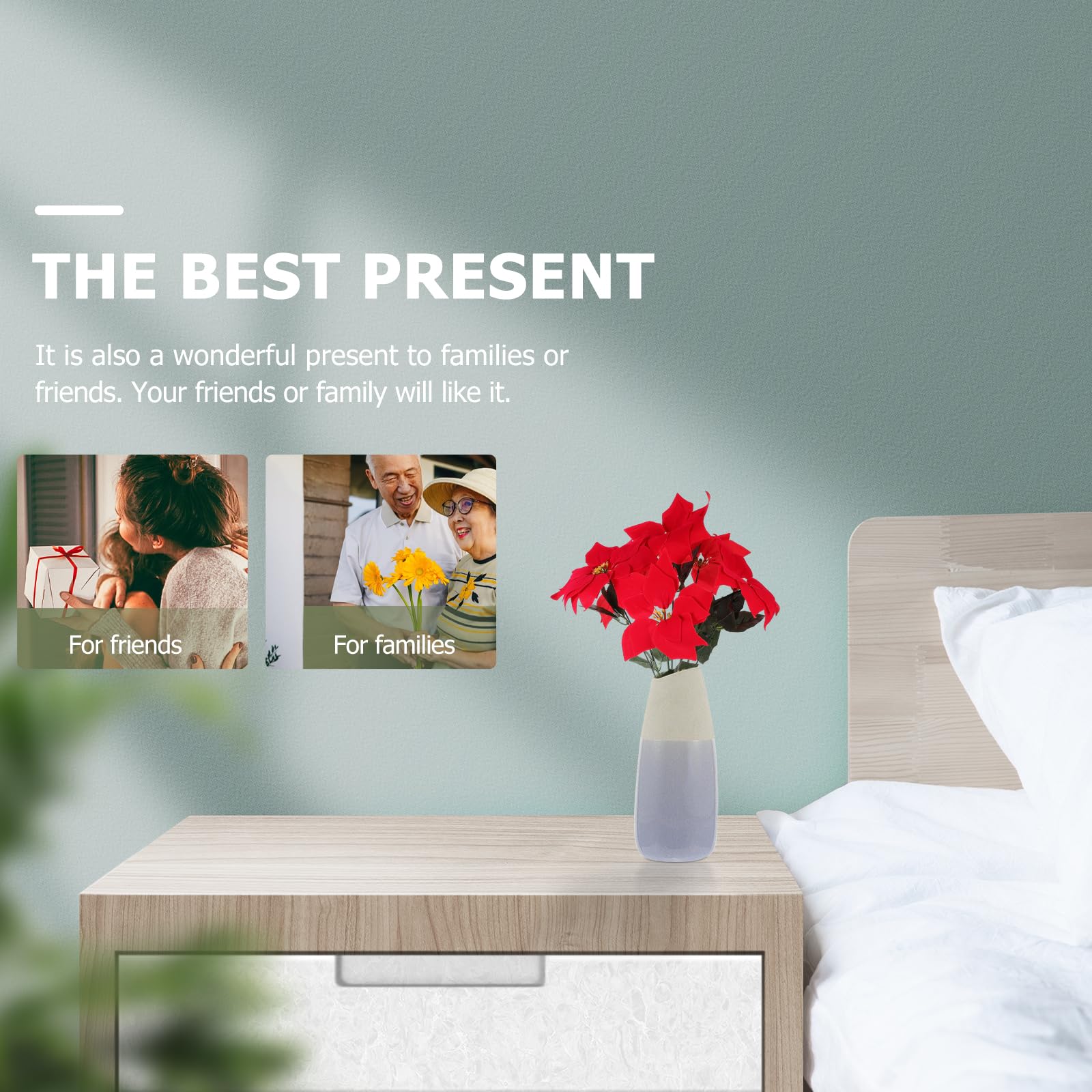 VOSAREA Künstliche Weihnachtssterne für den Weihnachtsbaum, Dekoration für Zuhause, Hochzeit, Party, Blumensträuße, Tafelaufsatz