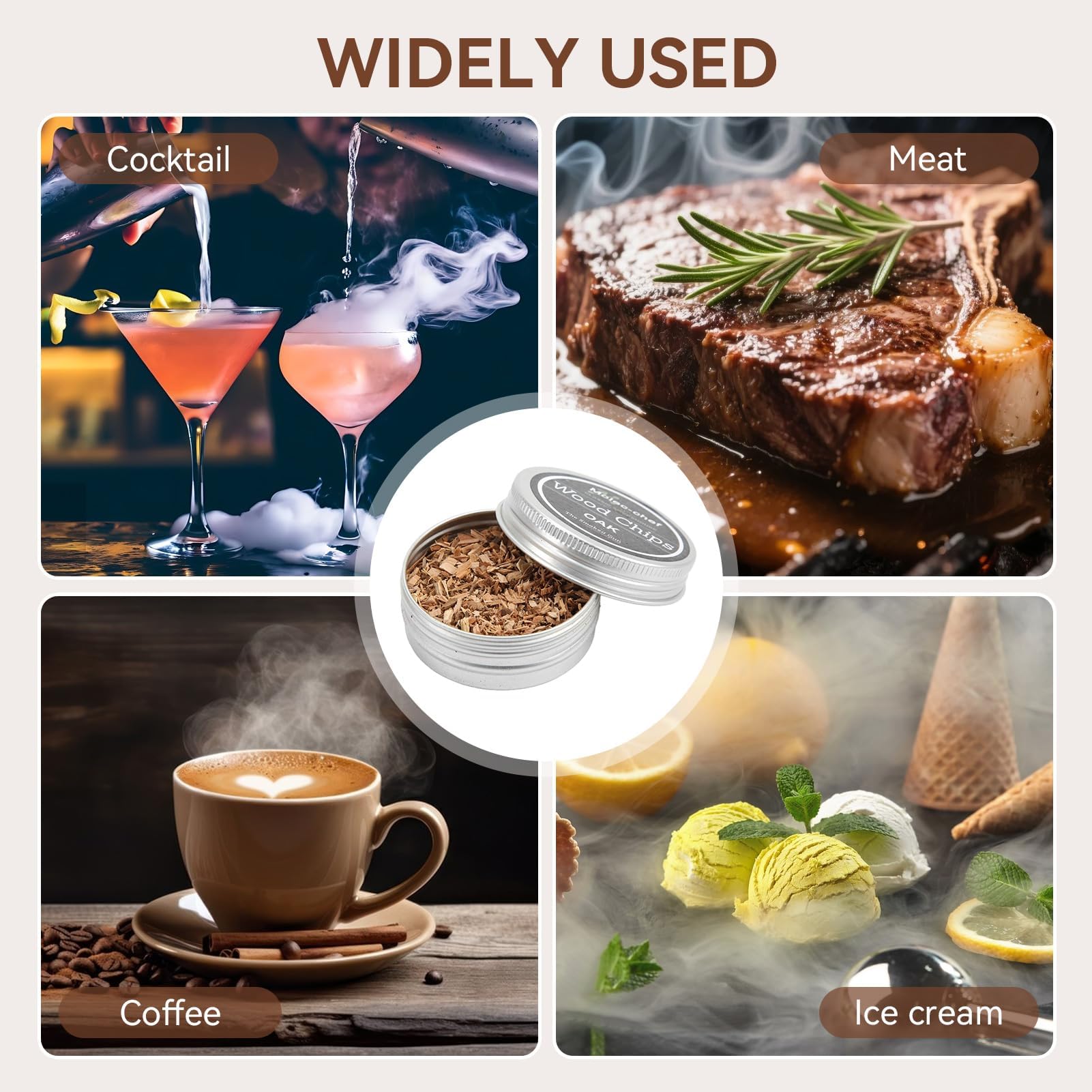 8 Pièces Copeaux de Bois pour Fumoir à Cocktail, Kit Fumage Bois Cocktails Bois de Pommier Hickory Chêne Hêtre Cerisier Mélange Bois Pêcher Poirier pour Whisky Bourbon Boisson Pistolet fumée
