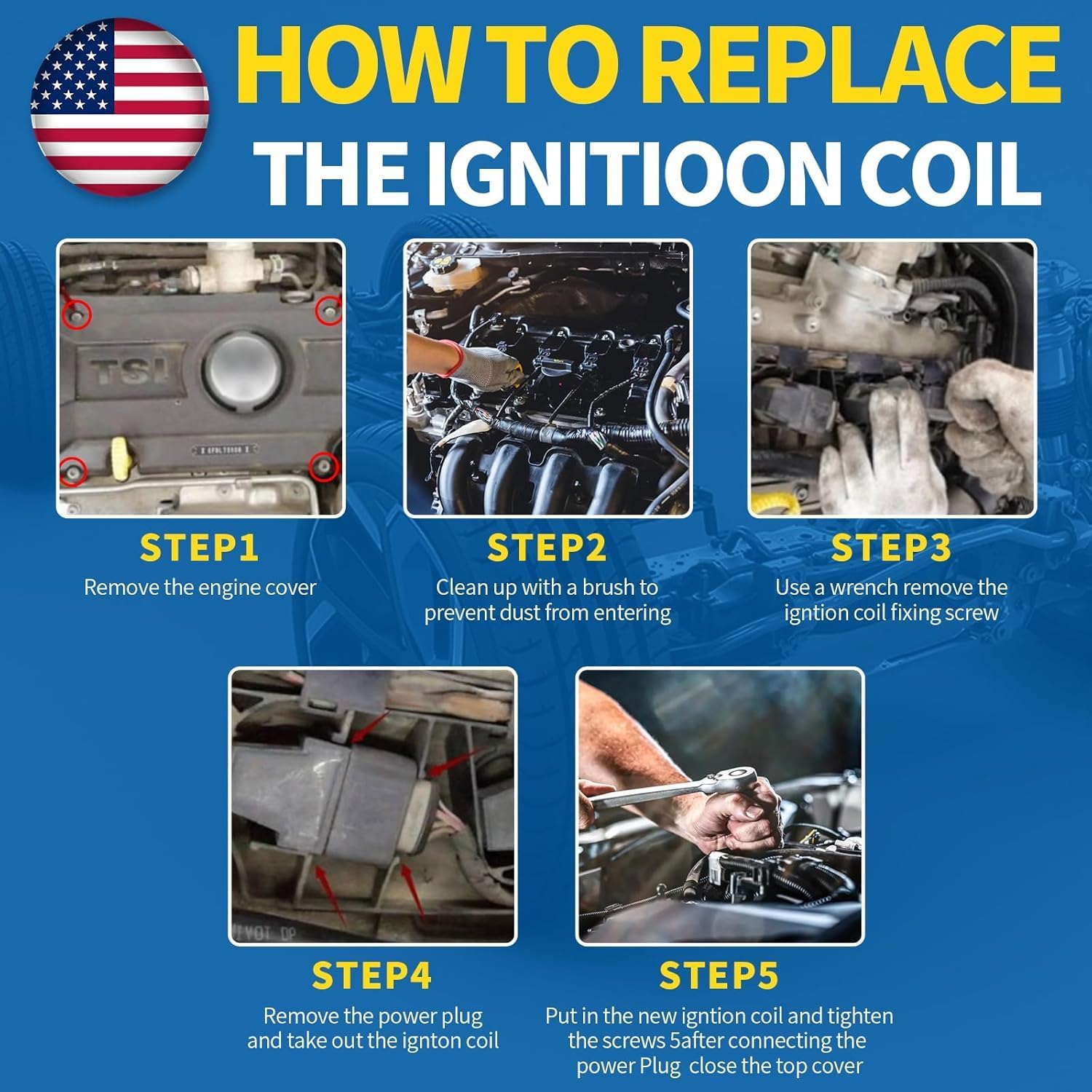 UF751 Ignition Coil 4 Packs Fit for 2014-2020 Cherokee 2.4L, 2018-2021 Compass, 2015-2021 Renegade 2.4L, 2015-2017 200 2.4L, 2013-2016 Dart 2.4L, 2015-2021 ProMaster City, 2016-2018 500X 2.4L
