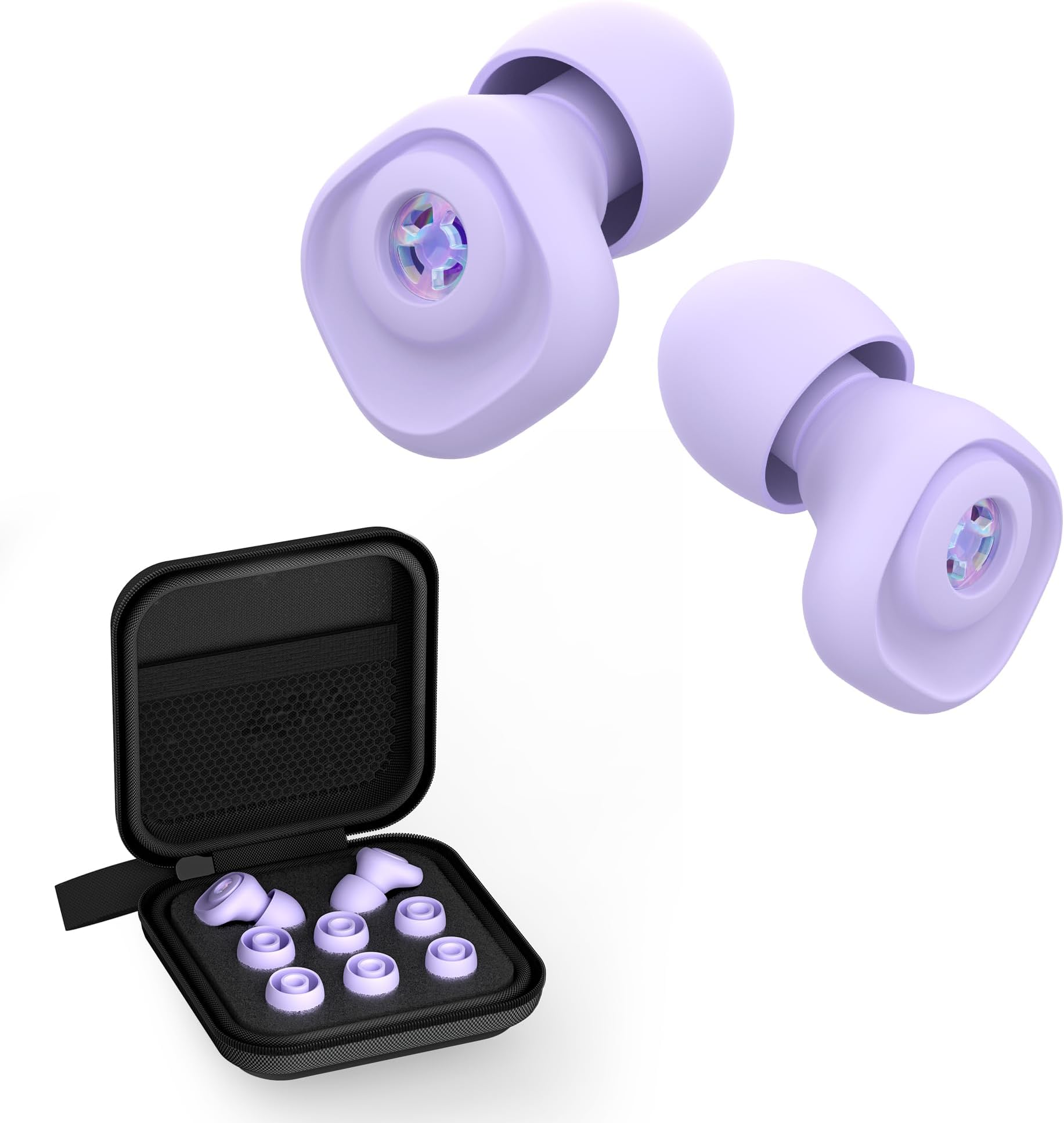 Concert Earplugs, High Fidelity Noise Reduction Ear Plugs, Noise Cancelling Ear Plugs with 4 Pairs Different Size of Ear Tips, for Concert, Bar, Sports Events(Purple)