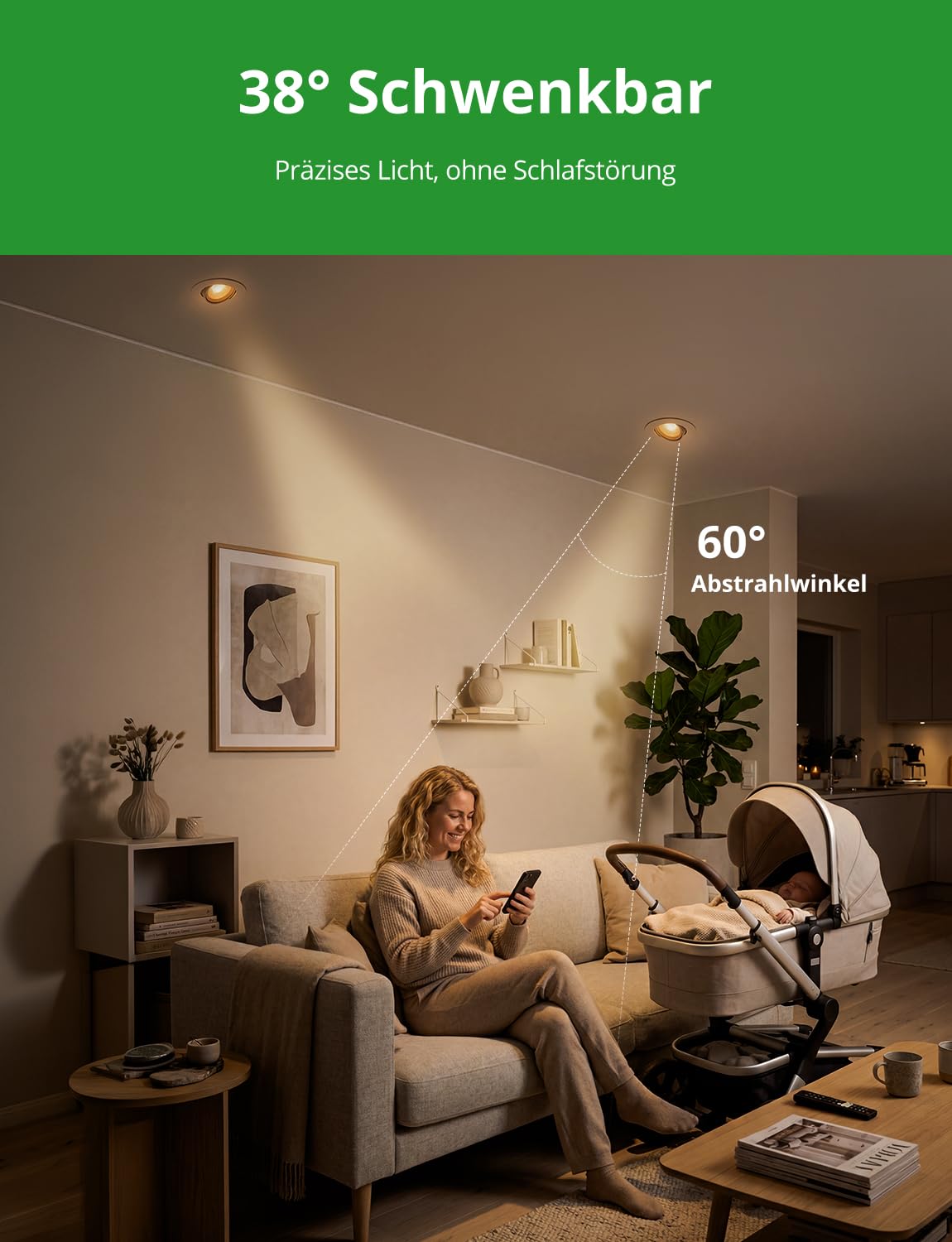 HOMEOW IP65 LED Einbaustrahler 230V Badezimmer Extra Flach Schwenkbar 60mm-68mm Einbauspots, 5W 710lm Bad Einbauleuchte Deckenstrahler für Küche, 20er Set