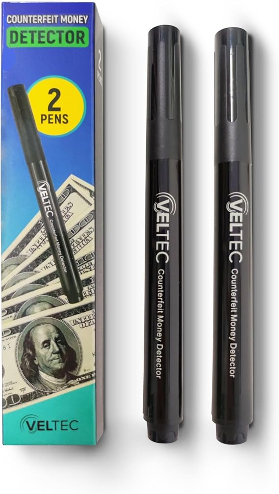Counterfeit Money Bill Detector Pen Easy to Use and Reliable Universal Currency Fake Bill Checker for Personal & Commercial Use Ensures Authenticity and Prevents Fraud (2 Pack)