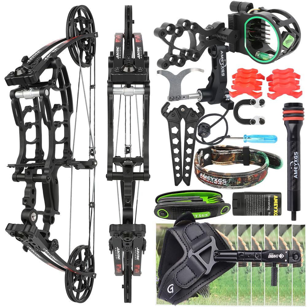 Dual-Use Compoundbogen Set für Pfeile & Stahlkugeln 40-65 LBS Einstellbar,Kurzachsiger Jagd-Compoundbogen Komplettset mit Zubehör für Bogenschießen Jagd & Zielschießübungen