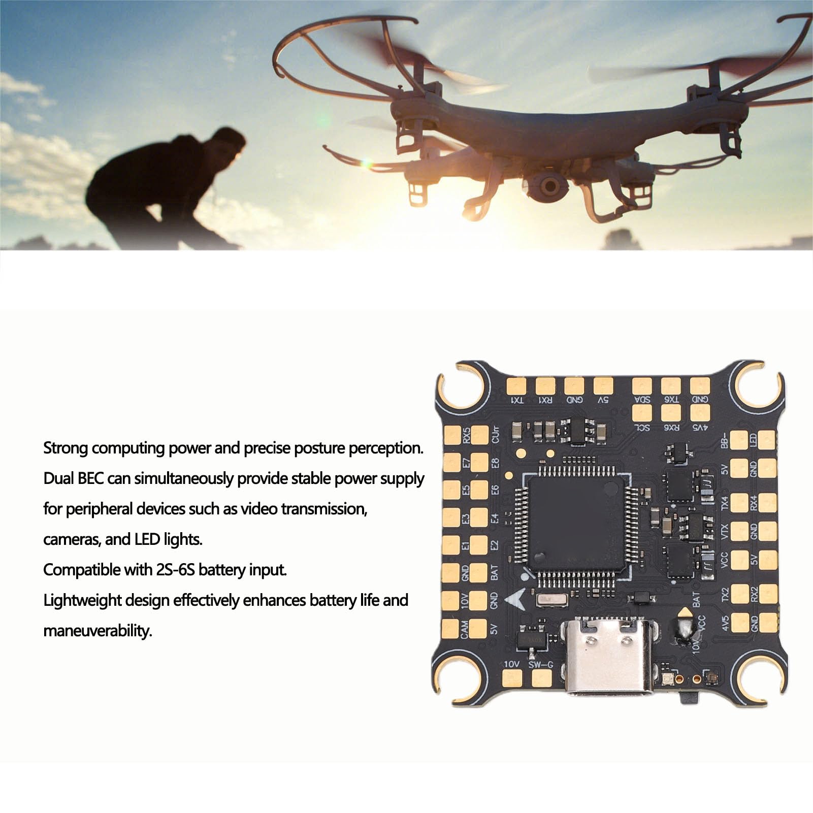 Kontroler Lotu Fpv Dla Pilotów Dronów Wyścigowych Fpv Wielowirnikowych Statków Powietrznych Integracja Z Podwójnym żYroskopem Zmniejsza Opóźnienie I Drgania Główny