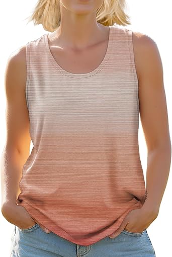 Summer Tops for Women Trendy Dressy Casual Boho Floral Crewneck Sleeveless Shirts Loose Beach Graphic Clothes