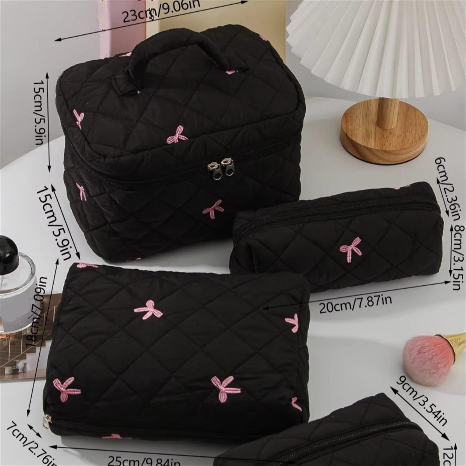 Borsa for il trucco portatile da donna, grande capacità, borsa da viaggio for articoli da toeletta da donna(White Four-Piece Set)