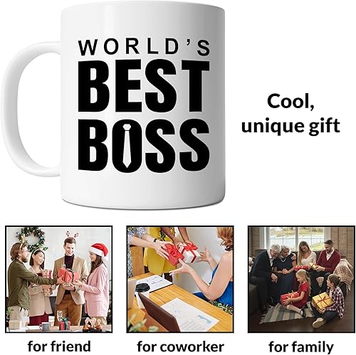 Miniatura 5 de World's Best Boss - Taza de café de cerámica blanca de 11 onzas