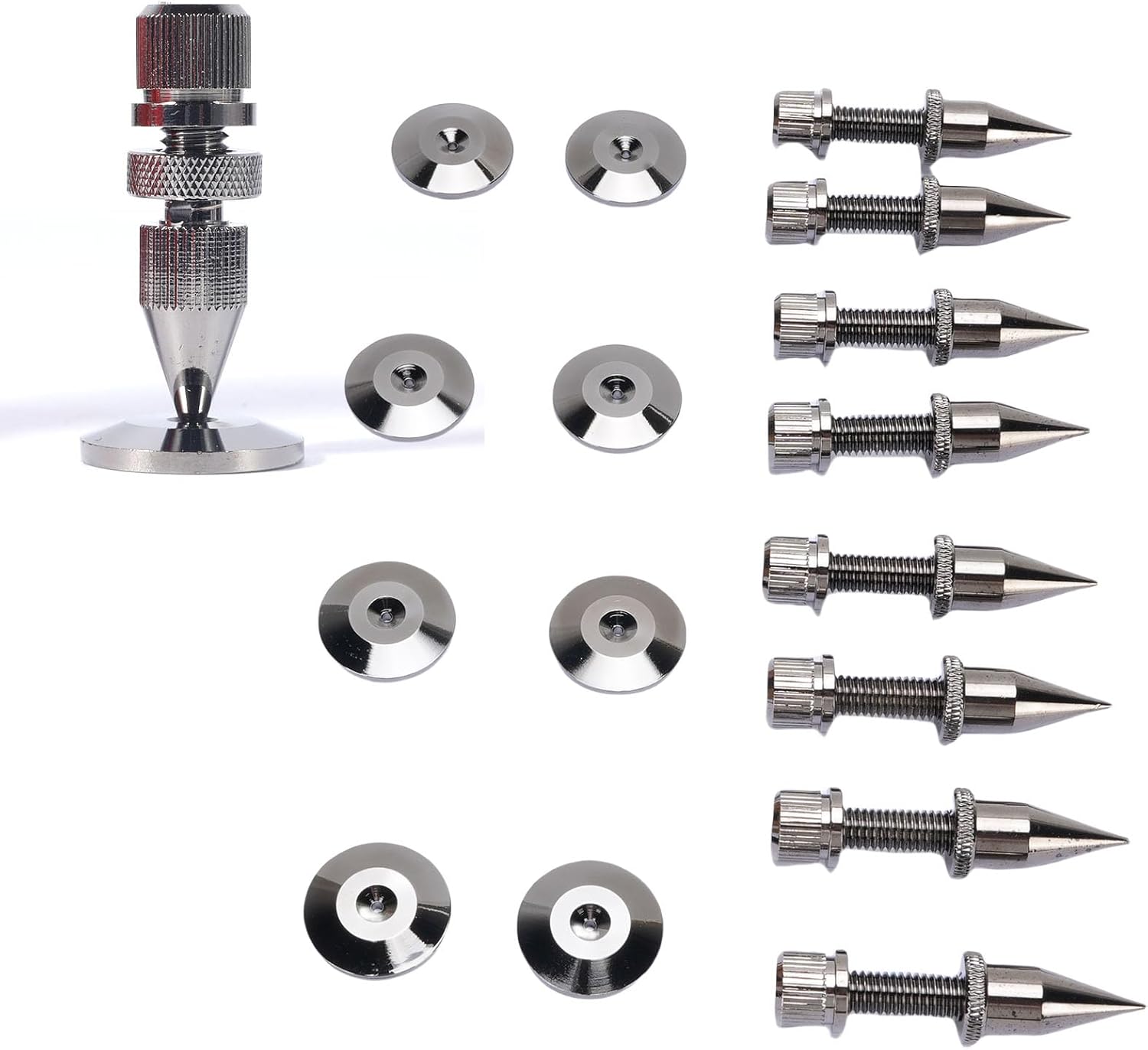 Diyeeni Speaker Spikes Floor Protectors 8 Sets, Shockproof Speaker Isolation Stand Feet for HiFi Amplifier, Subwoofer, DAC Recorder, Turntable, Cone Base Pad