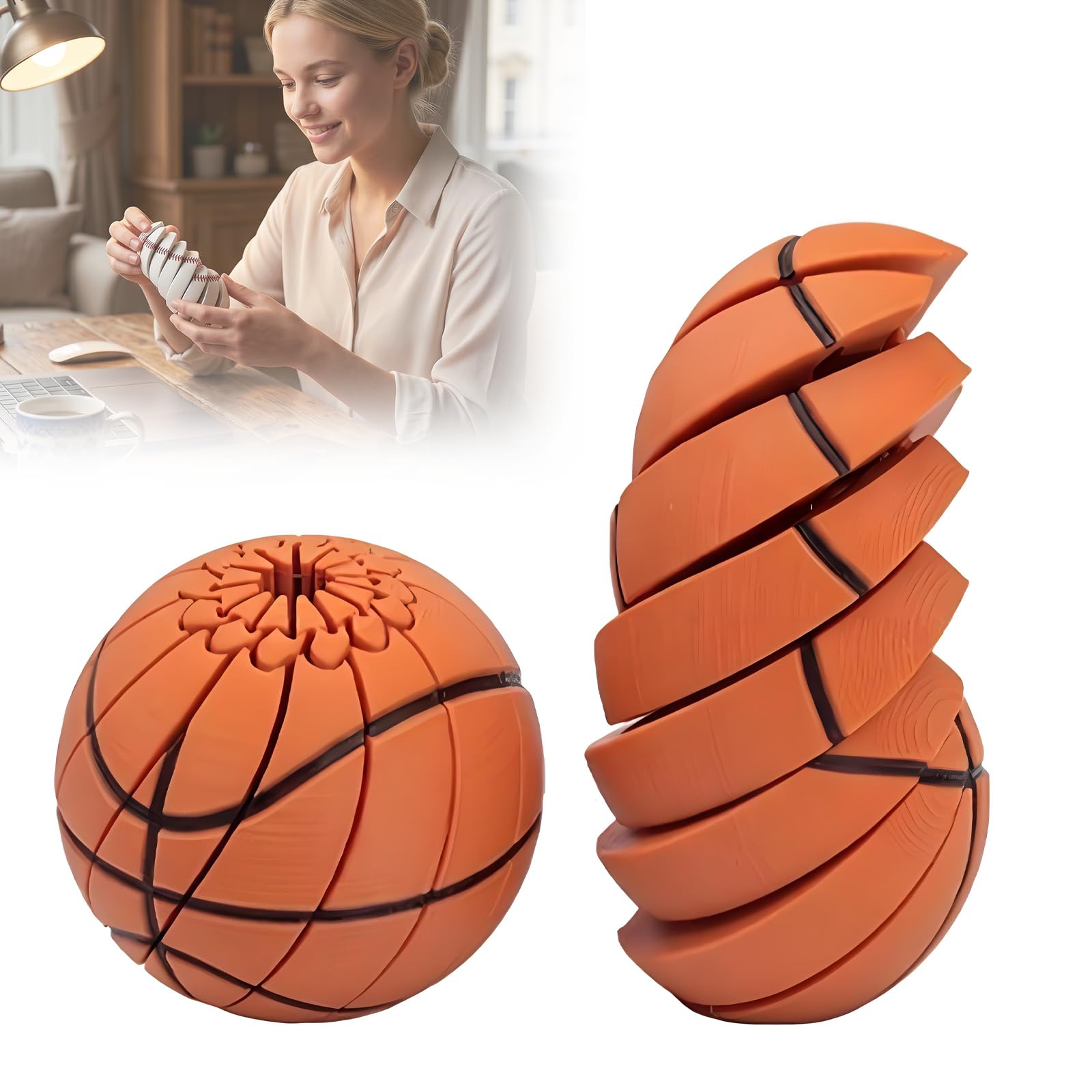 3D Printed Sensory Twist Toy,Football Fidget Toy,Stress Relief (Basketball)