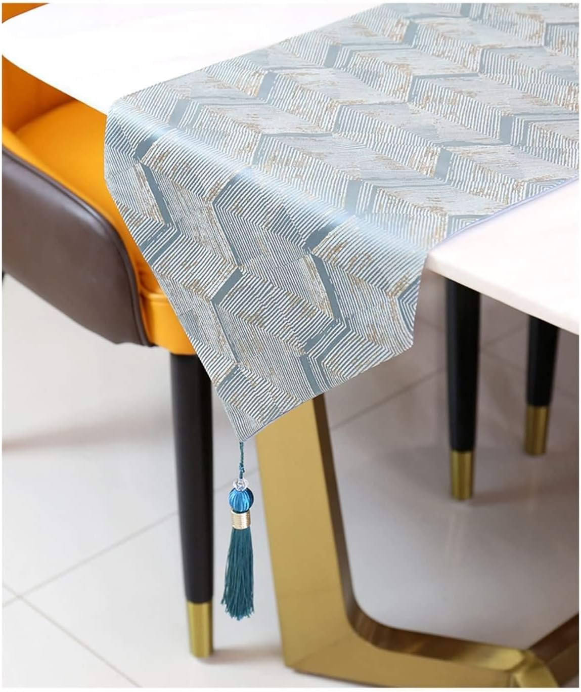 Rectangle Table Runner,32x210CM,Wave Pattern Table Runner Linen Cotton,Rectangle Table Runner Orange