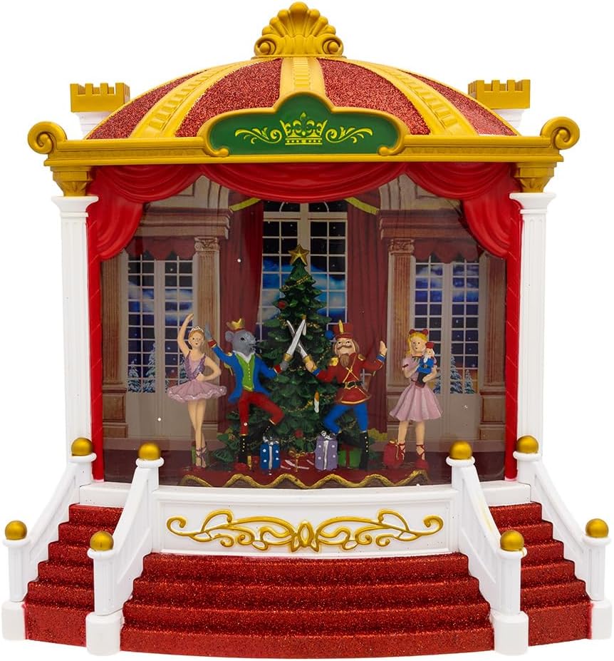 Kurt Adler 9.25" Battery Operated USB LED Lighted Ballet Theater Lantern with Spinning Glitter Water