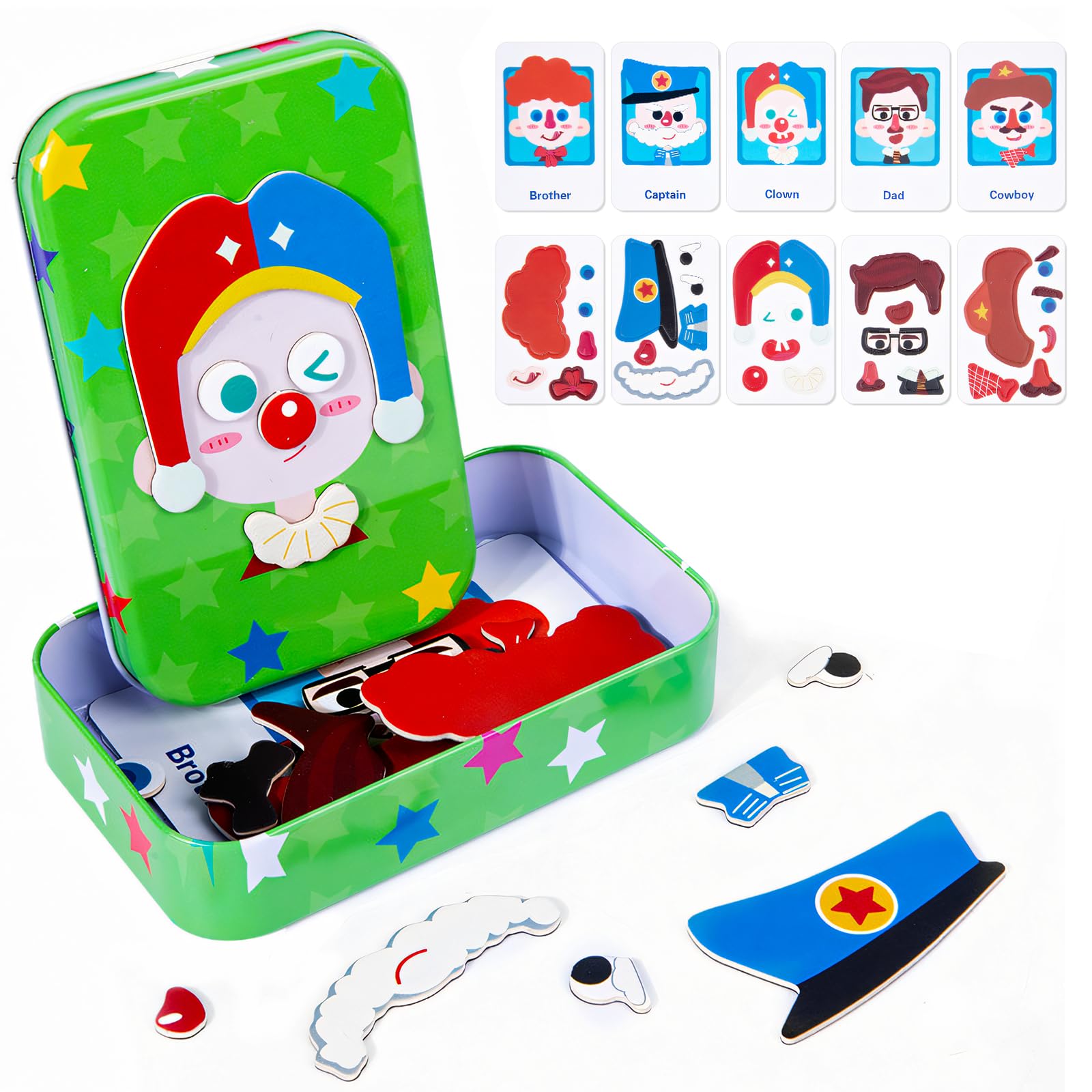 35Pcs Magnetic Dress Up Toys Set, Fun Dress Up Dolls for Kids Ages 3 Years Old+, Magnetic Character Dress Up Expression Change Puzzle, Promotes Imagination and Concentration
