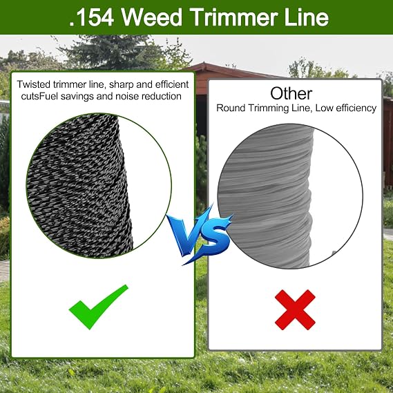 Trimmer String Weed Eater String - Twisted Trimmer Line for Commercial Weed Trimmer Line 3.9mm/154-Inch by 137-Foot String Trimmer Line, Black Heavy Duty Weed Wacker String