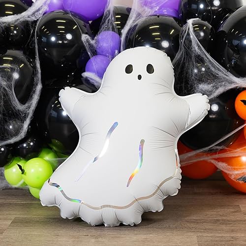 Miniatura 25 de HOUSE OF PARTY Juego de globos de fantasma de Halloween, globos de aluminio de 20 pulgadas para decoraciones de fiesta de feliz día de abucheo