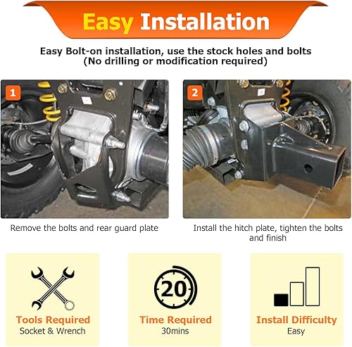 Miniatura 3 de WeiSen Enganche receptor trasero UTV de 2 pulgadas compatible con Can-Am Outlander y Renegade 1000 850 800 650 570 500 450 MAX XMR 2012-2025