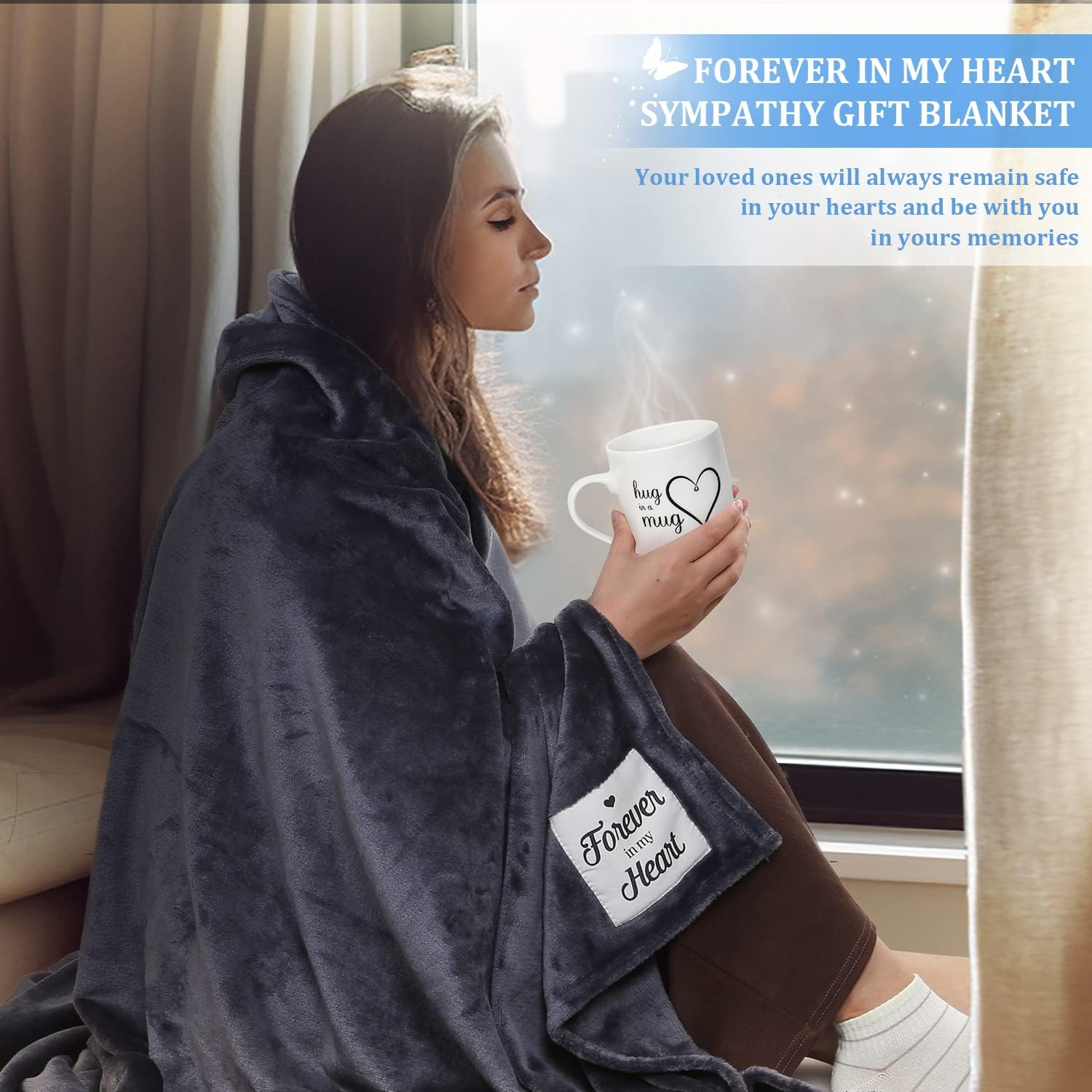 Condolences Gift Basket for Loss, Sympathy Gift Baskets, Bereavement Memorial Gifts for Funeral, Sorry for Your Loss of Mom Dad Husband Daughter Friend Loved One